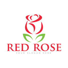 Red Rose Flower Logo Design Illustration