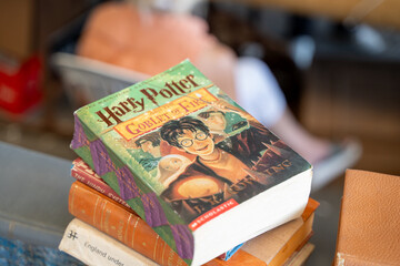 Naklejka premium Harry Potter and the Goblet of Fire book by J.K. Rowling at the flea market. Ankara, Turkey - August 6, 2023.