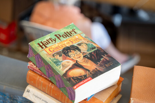Harry Potter and the Goblet of Fire book by J.K. Rowling at the flea market. Ankara, Turkey - August 6, 2023.