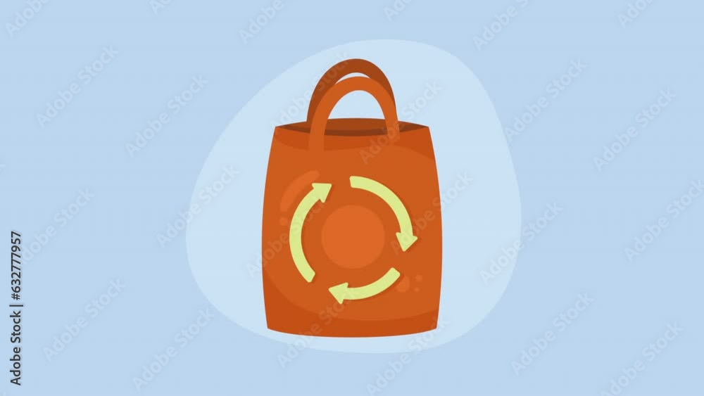 Poster recycle arrows in shopping bag animation