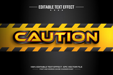 Caution 3D editable text effect template