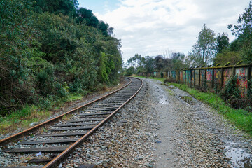View of an abandoned train track in Puerto Varas.