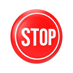 Red Stop Sign with Caution Symbol on Road