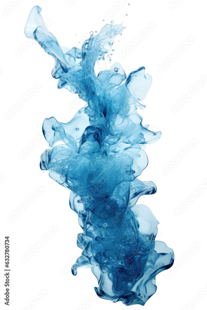 Wall mural crystalline blue azure waters splash frozen in an abstract futuristic 3d texture isolated on a trans