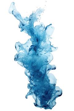 crystalline blue azure waters splash frozen in an abstract futuristic 3d texture isolated on a transparent background, generative ai