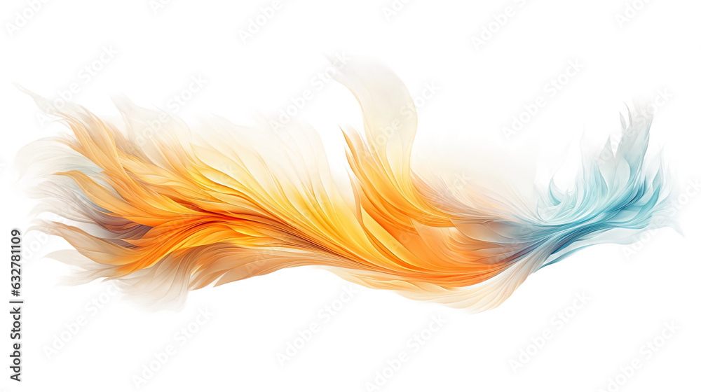 Poster ethereal phoenix plumes frozen in an abstract futuristic 3d texture isolated on a transparent backgr