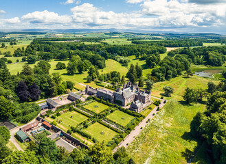 Hutton in the Forest from a drone, Skelton, Cumberland, Lake District, Cumbria, England