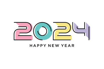 2024 happy new year logo design template vector illustration with creative idea