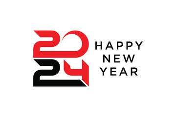 2024 happy new year logo design template vector illustration with creative idea