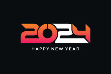 2024 happy new year logo design template vector illustration with creative idea