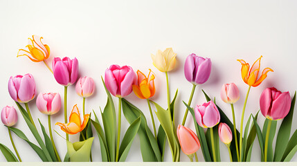 Tulips Flowers on White