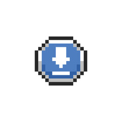 Obraz premium this is download icon in pixel art with blue color and white background this item good for presentations,stickers, icons, t shirt design,game asset,logo and your project.