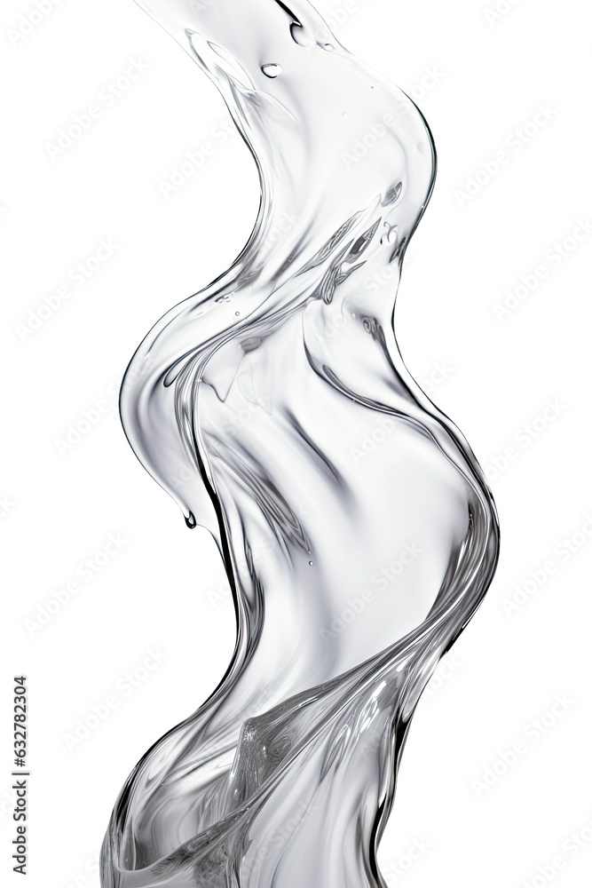 Wall mural liquid platinum ripples frozen in an abstract futuristic 3d texture isolated on a transparent backgr