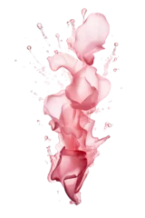 Papier Peint photo Papillons en grunge liquid pink rose petals splash frozen in an abstract futuristic 3d  isolated on a transparent background, generative ai
