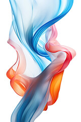 liquid silk ribbons frozen in an abstract futuristic 3d texture isolated on a transparent background, generative ai