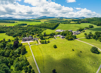 Greystoke Castle from a drone, Greystoke, Penrith, Cumbria, England
