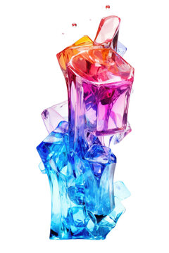 radiant prism liquid frozen in an abstract futuristic 3d texture isolated on a transparent background, generative ai