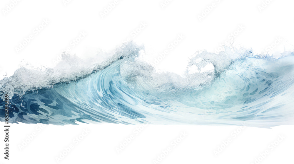 Poster shimmering oceanic dreams, waves frozen in an abstract futuristic 3d texture isolated on a transpare