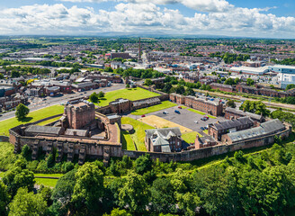 Carlisle Castle from a drone, Carlisle, Cumbria, England - 632783388