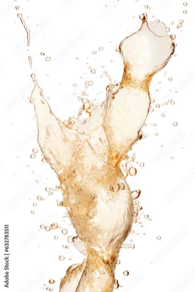 Wall mural sparkling champagne bubbles splash frozen in an abstract futuristic 3d texture isolated on a transpa