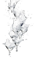 Fototapeta na wymiar splashing liquid diamonds clear water frozen in an abstract futuristic 3d texture isolated on a transparent background, generative ai