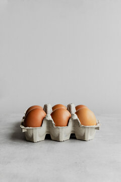 Free range eggs in carton.