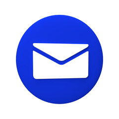 email icon in 3d render in blue and white color