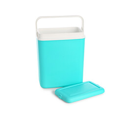 Modern beach cooler on white background