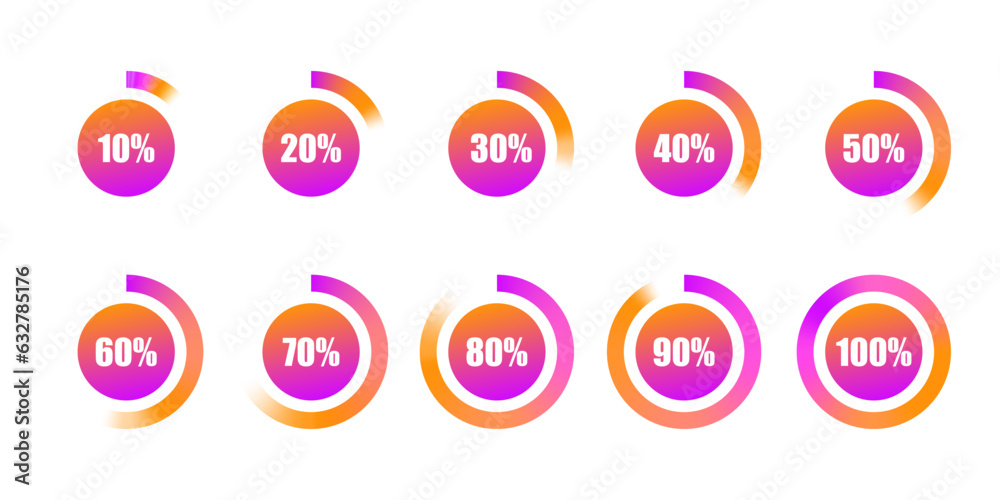 Poster set of circular progress bar icons. timer icon. good for download display. flat element indicator. v