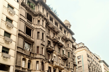 Historic houses in European colonial style near Talaat Harb Square, downtown, in Cairo, Egypt