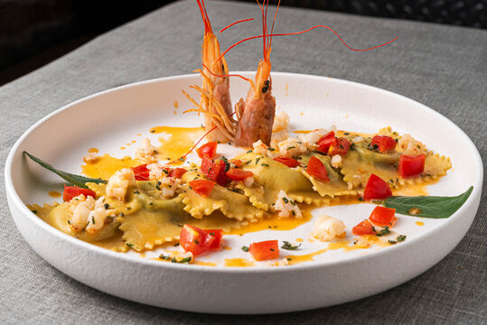 Fresh Ravioli Pasta with Shrimps