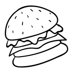 Hand drawing burger vector. Suitable for food icon, sign or symbol.