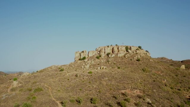 Aerial 4K video from drone to Monte Coronado Malaga at sunrise. Malaga,Costa del sol, Andalusia,Spain, (Series)