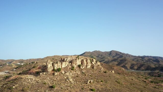 Aerial 4K video from drone to Monte Coronado Malaga at sunrise. Malaga,Costa del sol, Andalusia,Spain, (Series)