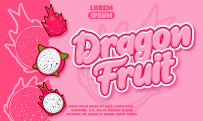  dragon fruit text effect with dragon fruit icon background