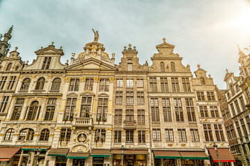 Historic decorated houses at the Grand Place market square in Brussels, Belgium