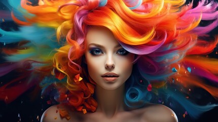 Obraz na płótnie Canvas a person with colorful hair