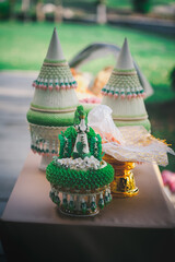 Asian Buddhist wedding atmosphere and decoration