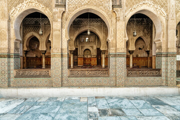 Moorish historic Medersa Bou Inania, Medina, Fez, Morocco