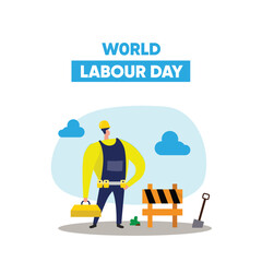 Free Vector World Labour Day Illustration for Social Media, International Labour Day, Vector Art