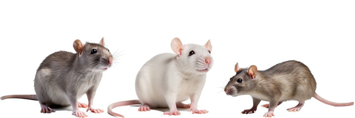 isolated mouses, white background, png, colection rat
