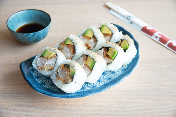 Japanese Food in display for the photo shoot in Tokyo, Japan. Nowadays in 2023, people rely on the food delivery service 