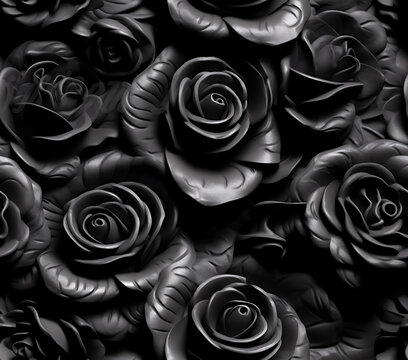 Black Rose 3D Seamless Pattern 20oz Skinny Tumbler Wrap