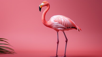Fototapeta na wymiar flamingo on a pink background