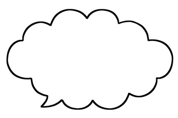 手書きのシンプルな吹き出しのアイコン　雲形　内外透過