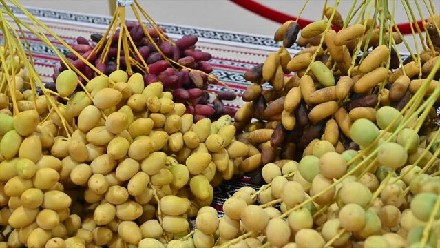 Fresh Emirati Dates displayed during the Dates Festival in the United Arab Emirates