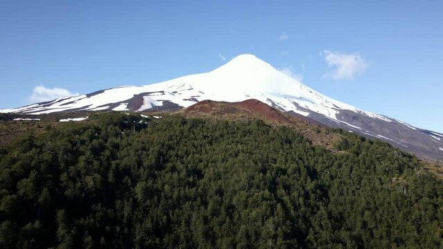 Scenic View Of Osorno Volcano In Puerto Varas, Los Lagos Region, Chile. Aerial Shot
