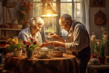  Old people sitting in a nursing home. Old age helplessness, caring for old people. Deserved rest, retirement. Help, support rehabilitation or healing. Retirement, physiotherapy and healthcare