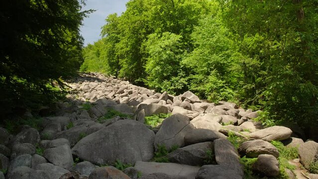 Felsenmeer in Odenwald Sea ​​of ​​rocks wood nature landscape tourism on a sunny day steady shot