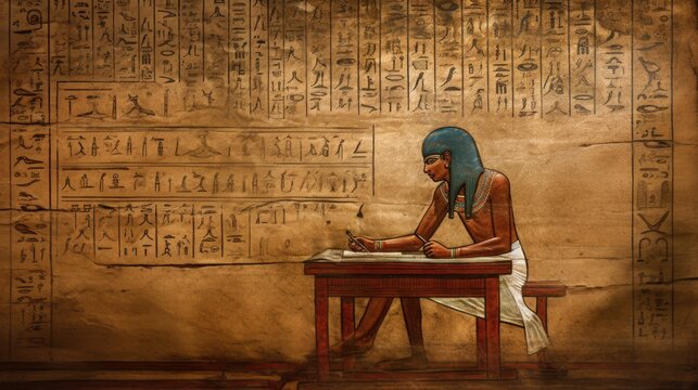 stock photo of a ancient egyptian scribe generative ai